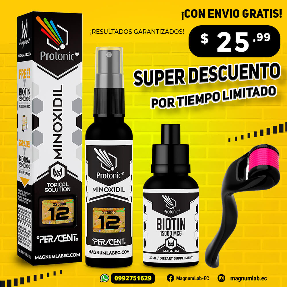 MINOXIDIL 12% + BIOTINA + DERMAROLLER / PROMOCION